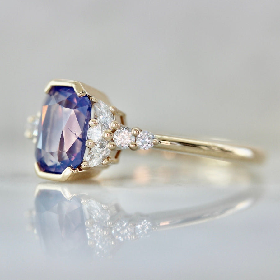 
            Lava Lamp Purple Radiant Cut Opalescent Sapphire Ring
