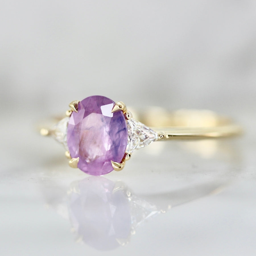 
            Lavender Haze Oval Cut Opalescent Sapphire Ring