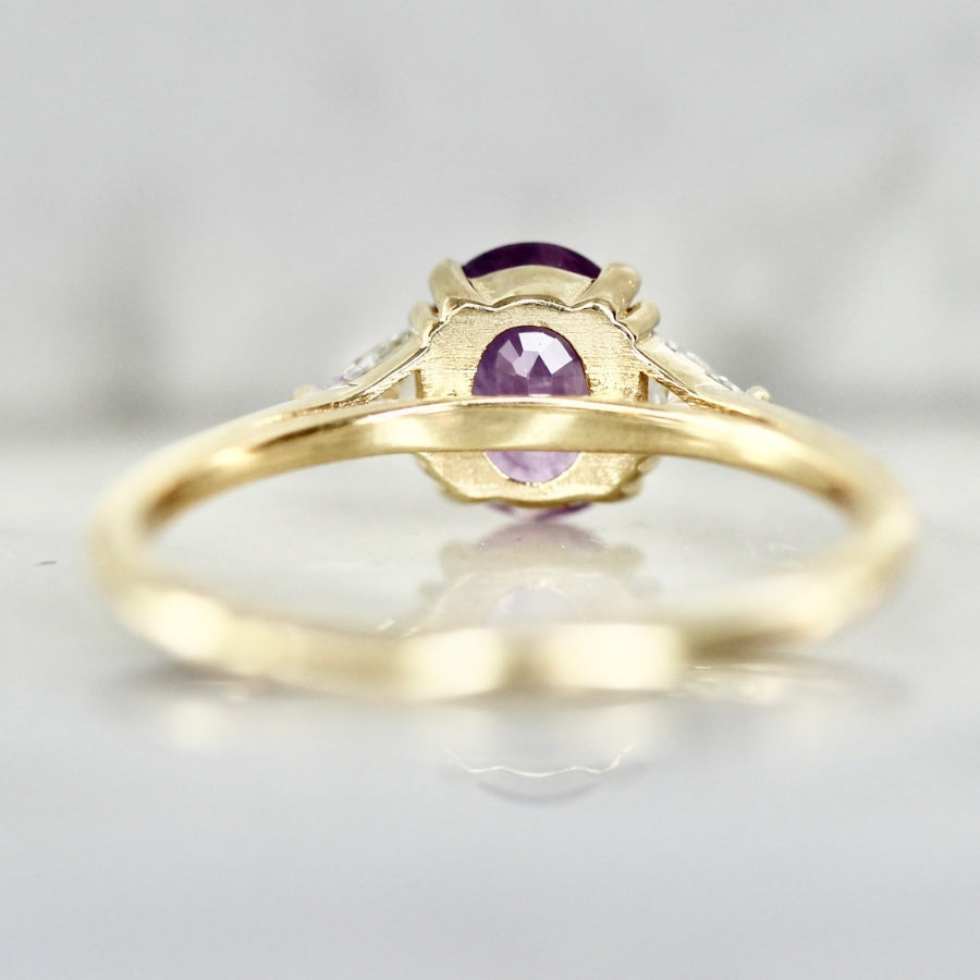 Lavender Haze Oval Cut Opalescent Sapphire Ring