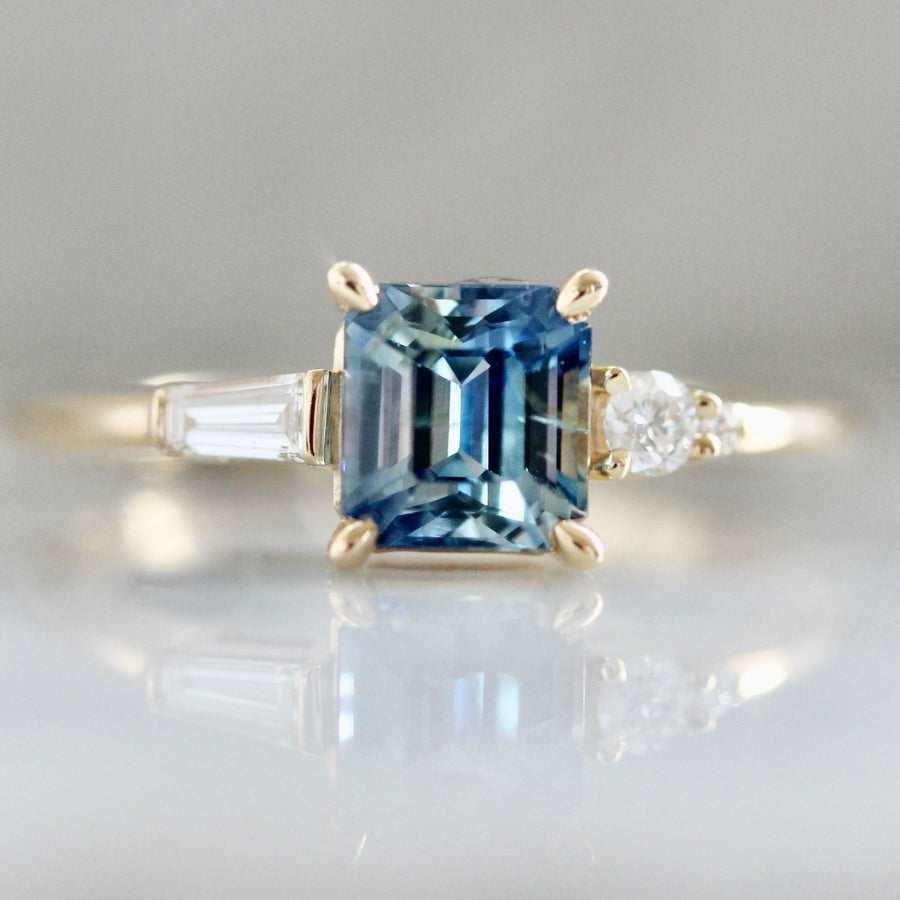 Lickety Split Blue Emerald Cut Sapphire Ring