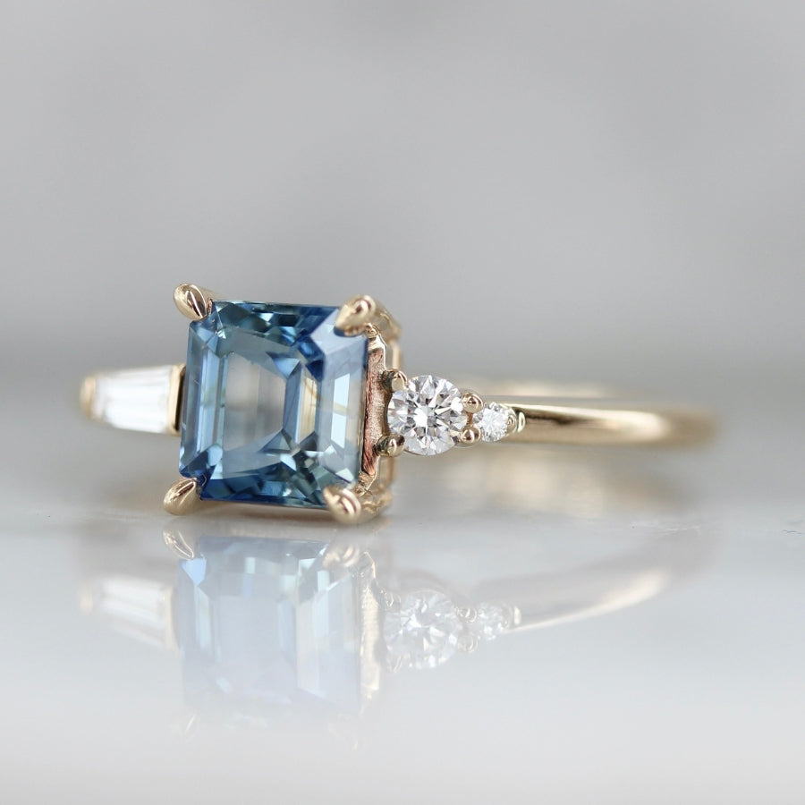 
            Lickety Split Blue Geo Cut Sapphire Ring