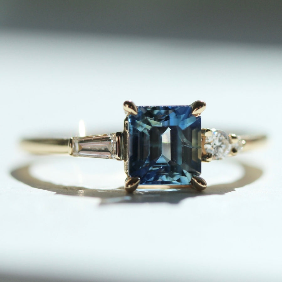 Lickety Split Blue Geo Cut Sapphire Ring