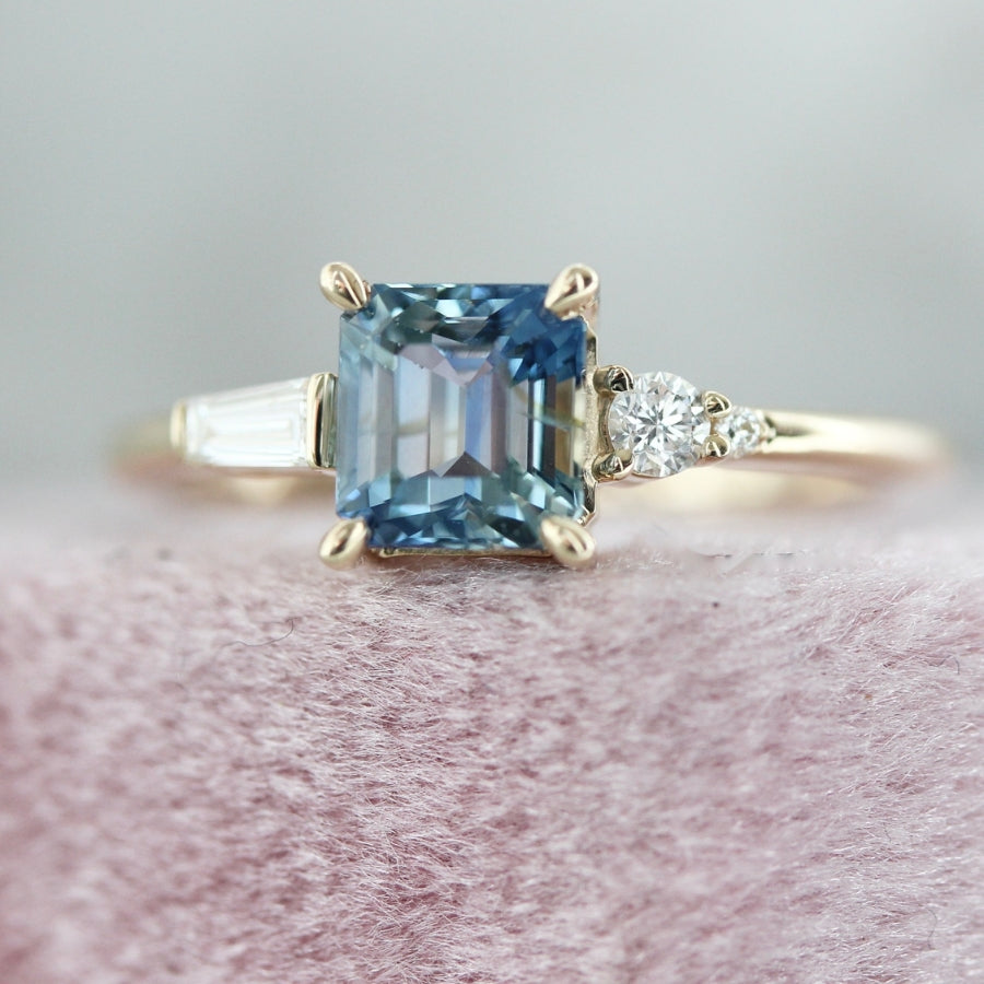 
            Lickety Split Blue Geo Cut Sapphire Ring