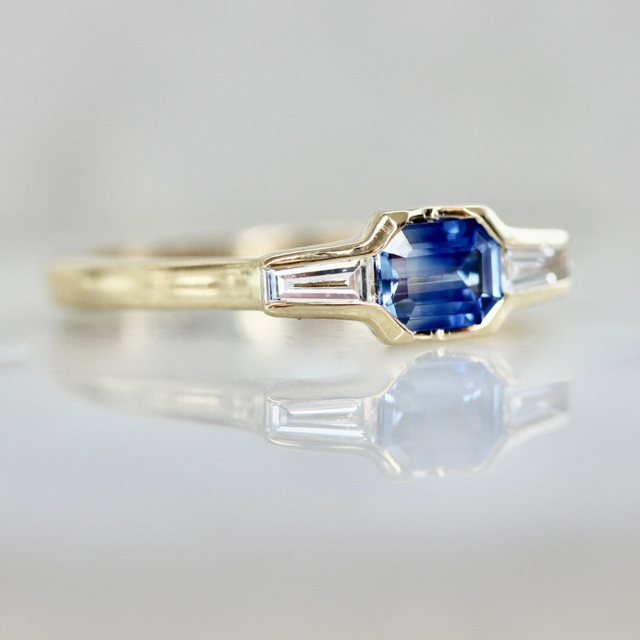 Lip Service Blue Bi-Color Emerald Cut Sapphire Ring