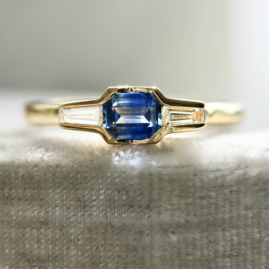 Lip Service Blue Bi-Color Emerald Cut Sapphire Ring