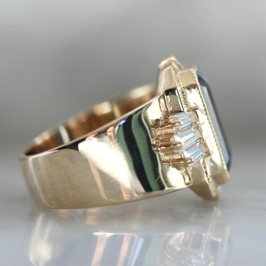 
            Lizzo Blue Emerald Cut Sapphire Ring