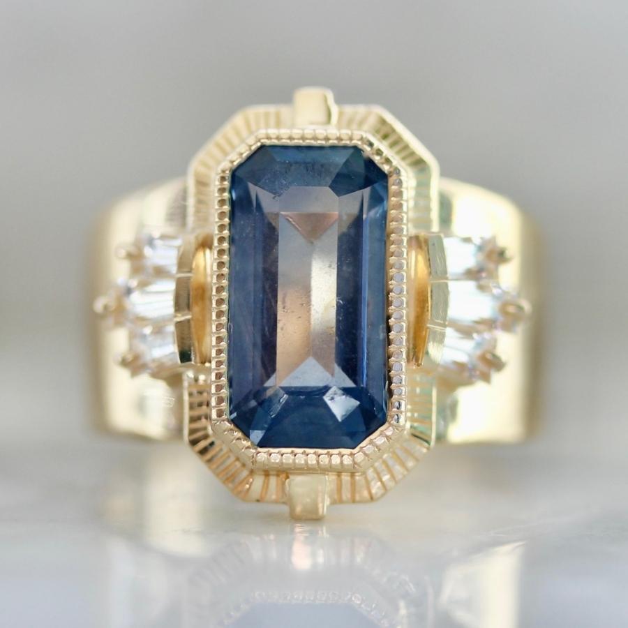 Lizzo Blue Emerald Cut Sapphire Ring