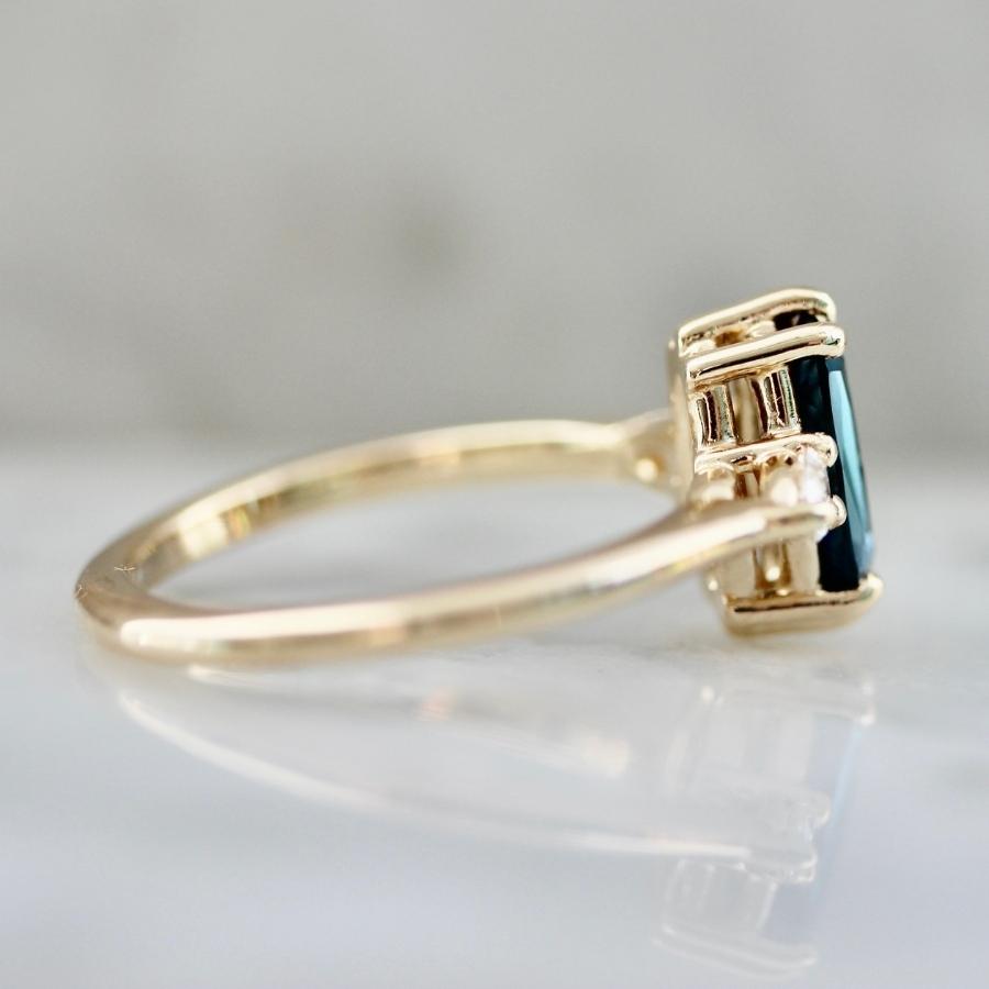 Love Shack Blue-Green Elongated Oval Cut Spinel Ring