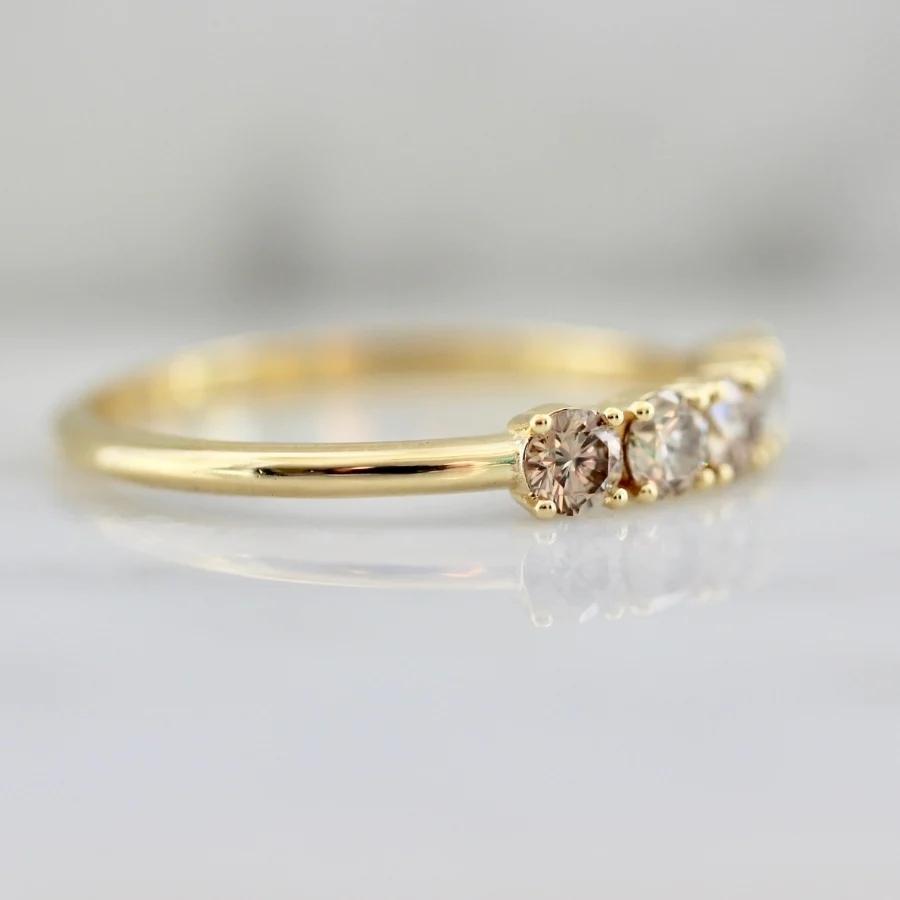 Love Story Champagne Five Stone Round Cut Diamond Band