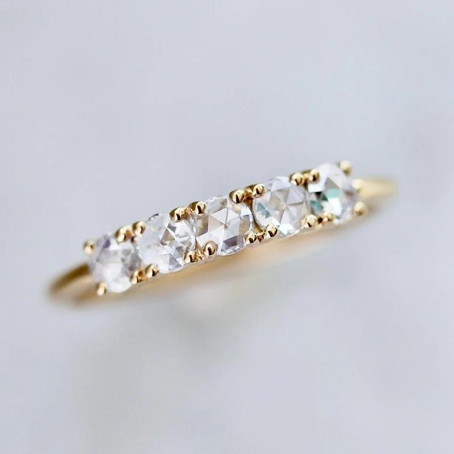 Love Story Five Stone Rose Cut Diamond Band