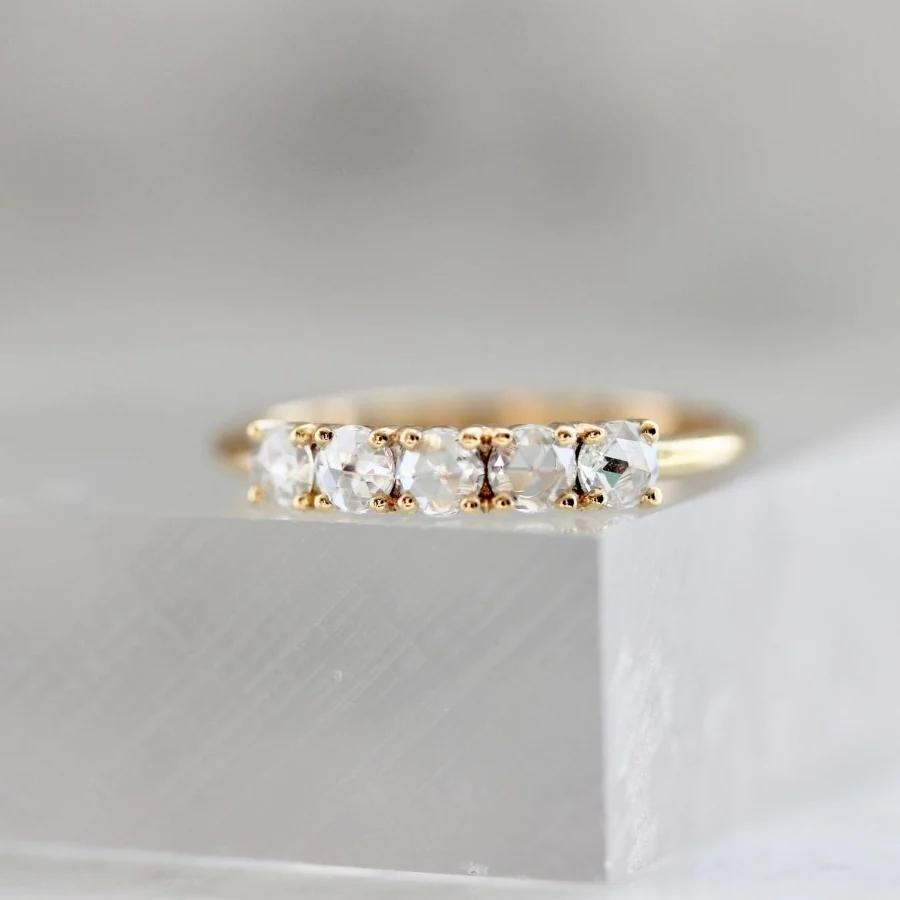 Love Story Five Stone Rose Cut Diamond Band