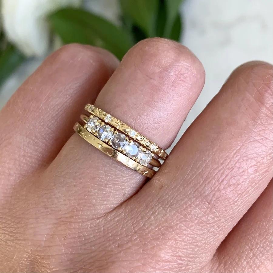 Love Story Five Stone Rose Cut Diamond Band