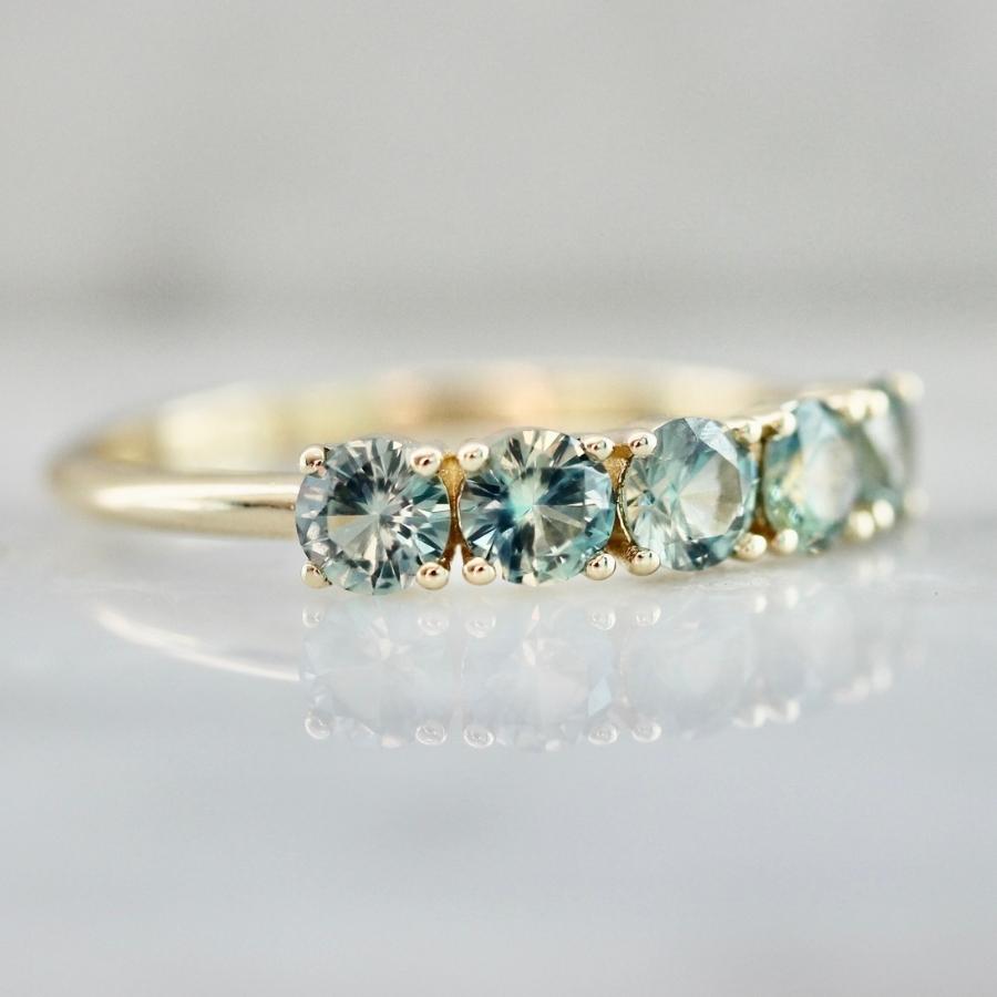 Love Token Light Teal Round Brilliant Cut Sapphire Band