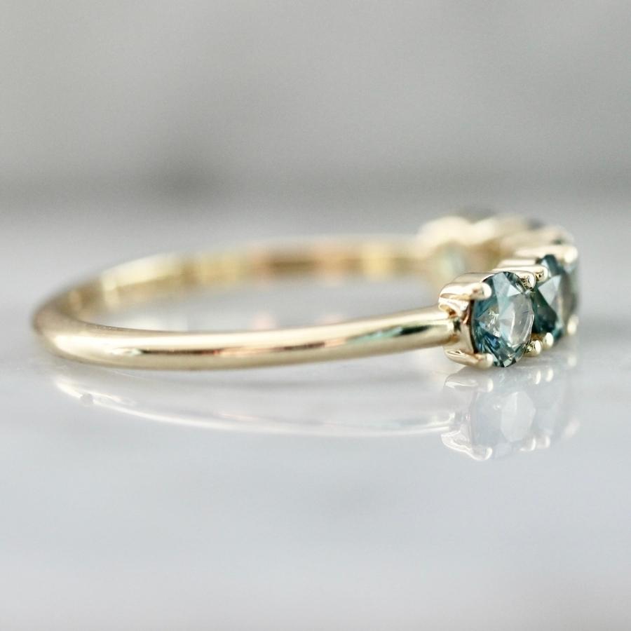 Love Token Light Teal Round Brilliant Cut Sapphire Band