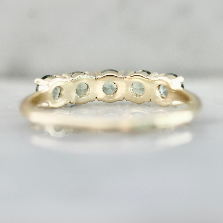 Love Token Light Teal Round Brilliant Cut Sapphire Band