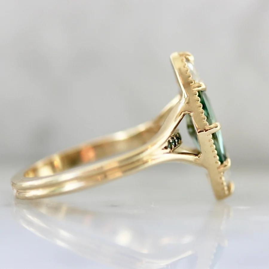 Maestro Green Hexagon Cut Sapphire Ring