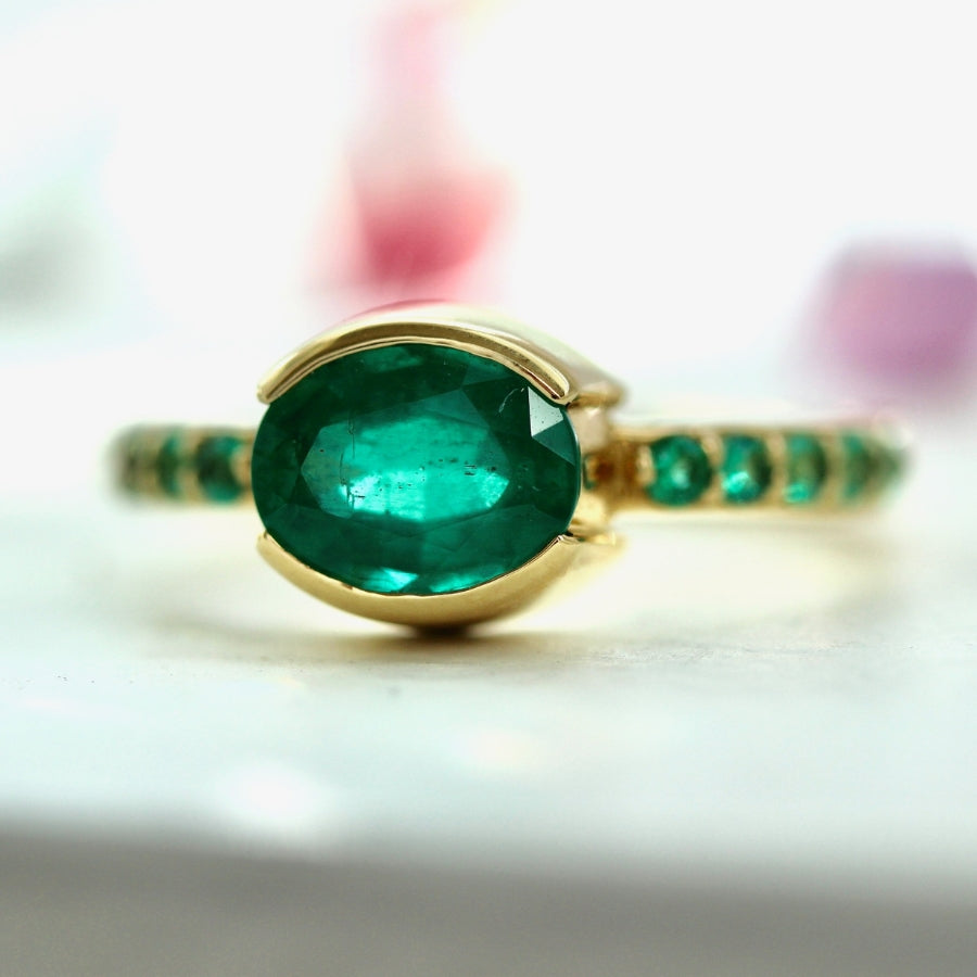 Mare Nubium Oval Cut Emerald Ring