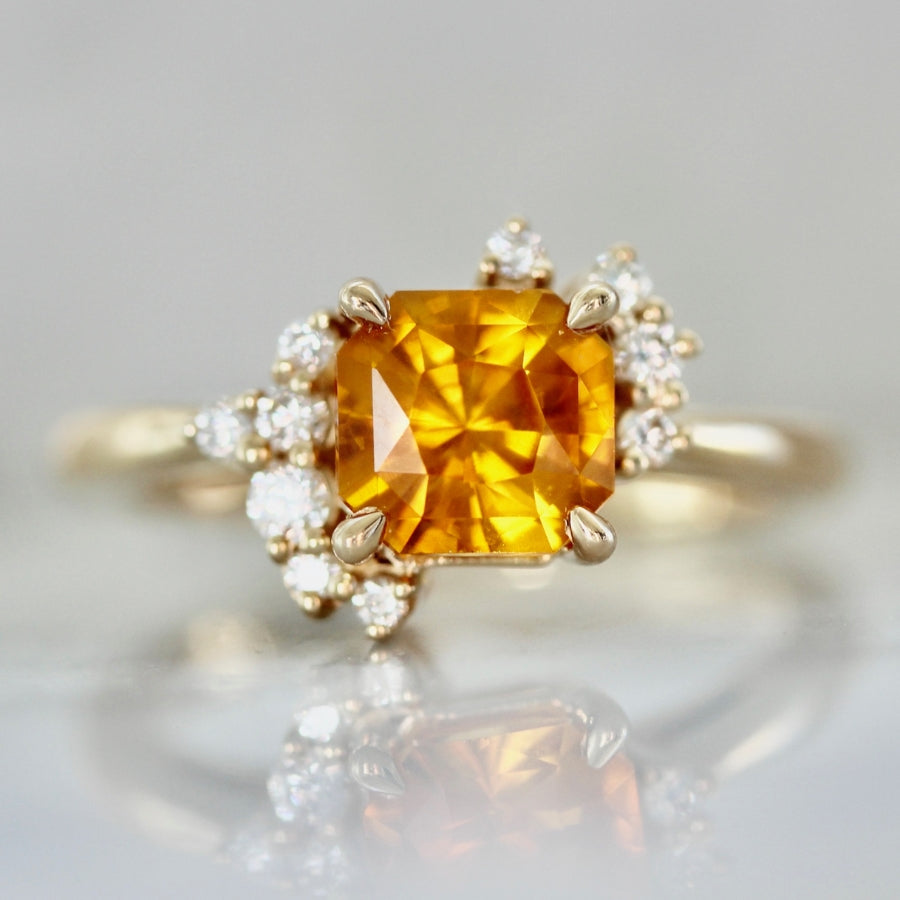 Mimosa Orange Radiant Cut Sapphire Ring