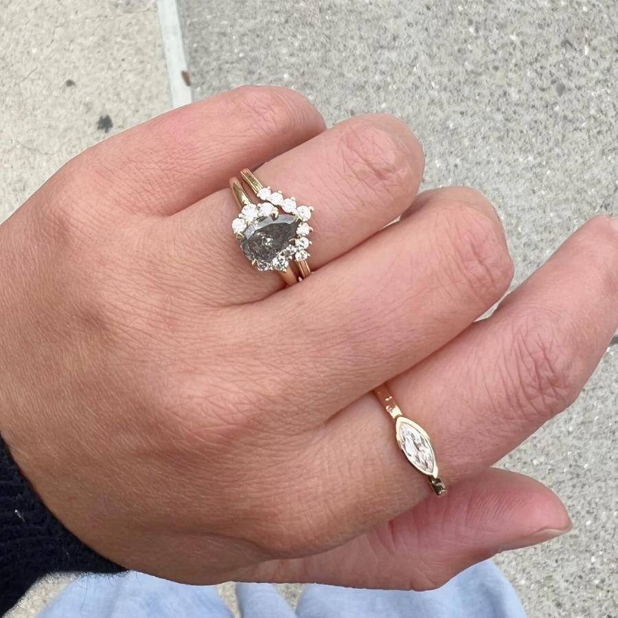 Miss Fortune Salt & Pepper Pear Cut Diamond Ring