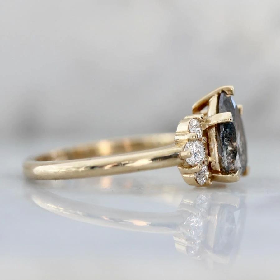 Miss Fortune Salt & Pepper Pear Cut Diamond Ring