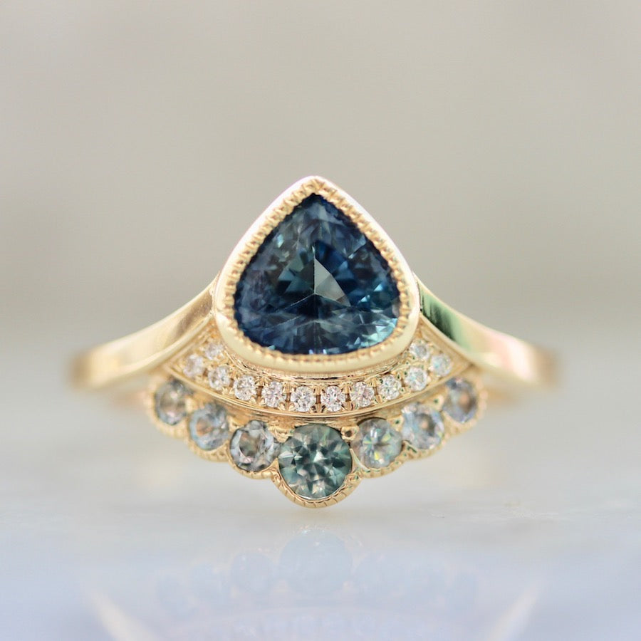 Mermaid sapphire hot sale engagement rings