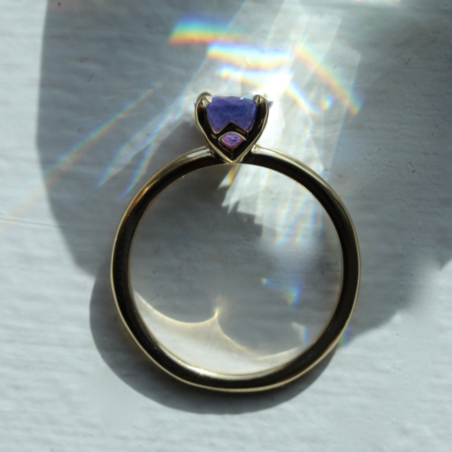 Mother Ship Purple Oval Cut Sapphire Ring