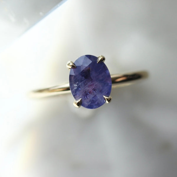 Mother Ship Purple Oval Cut Sapphire Ring