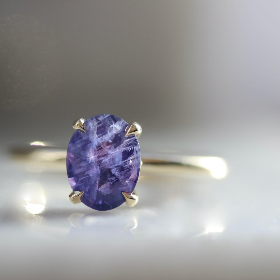 Mother Ship Purple Oval Cut Sapphire Ring