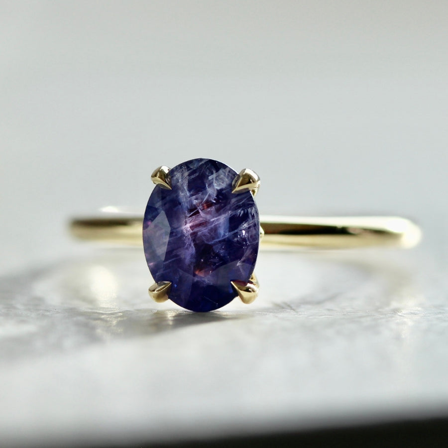 Mother Ship Purple Oval Cut Sapphire Ring