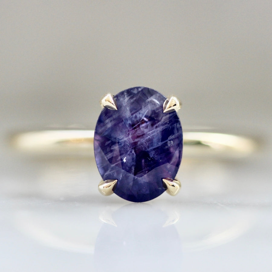 Mother Ship Purple Oval Cut Sapphire Ring