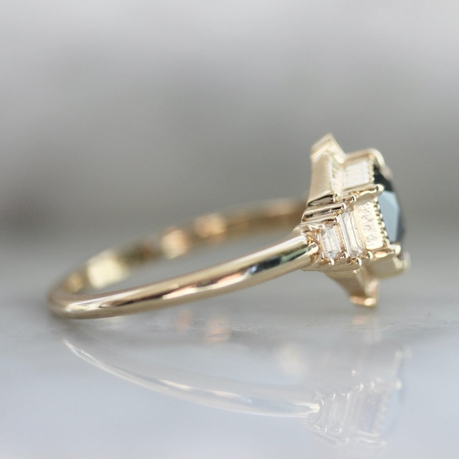 New York Minute Blue-Green Hexagon Cut Sapphire Ring