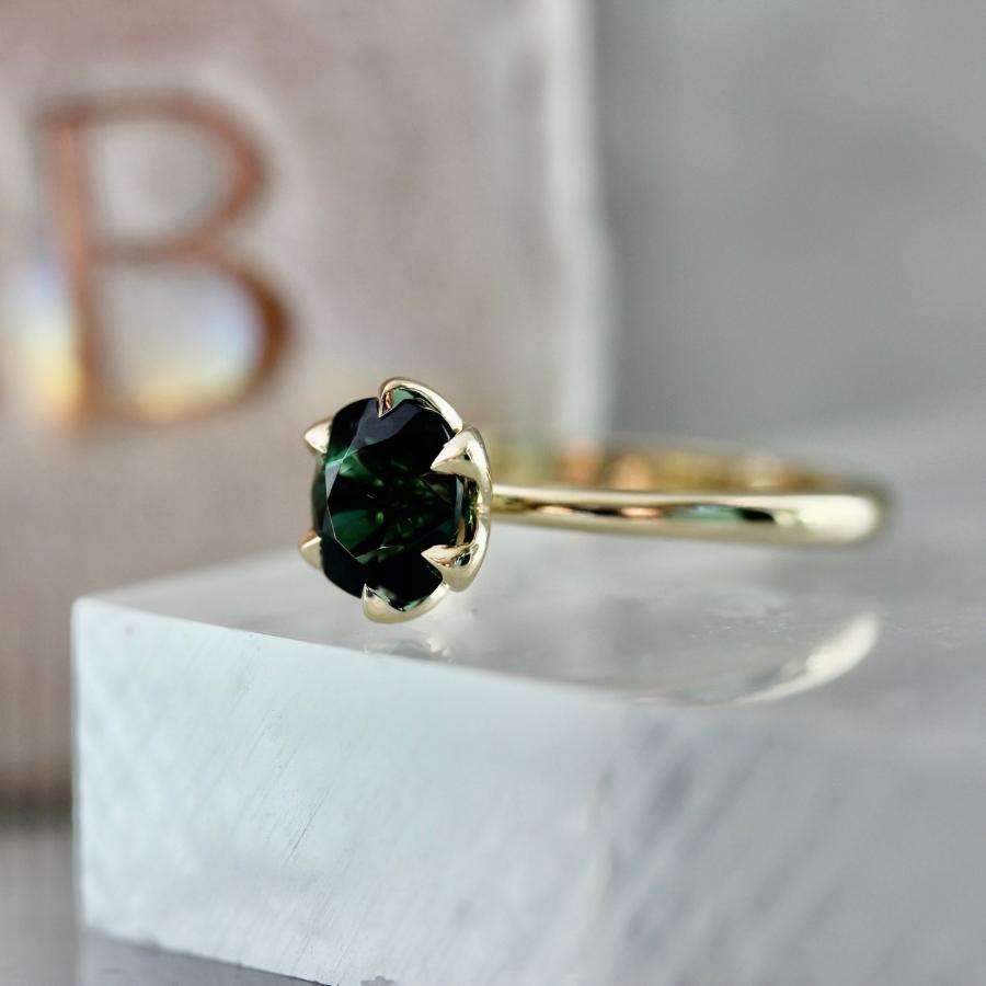 Night Garden Green Cushion Cut Tourmaline Ring