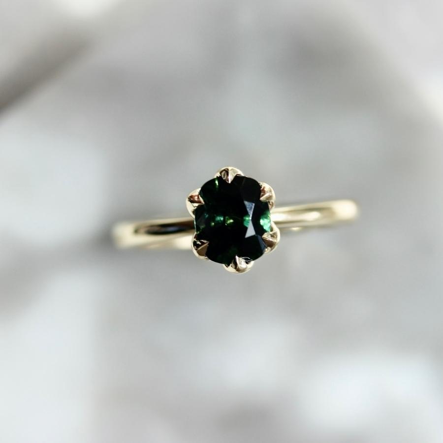 Night Garden Green Cushion Cut Tourmaline Ring