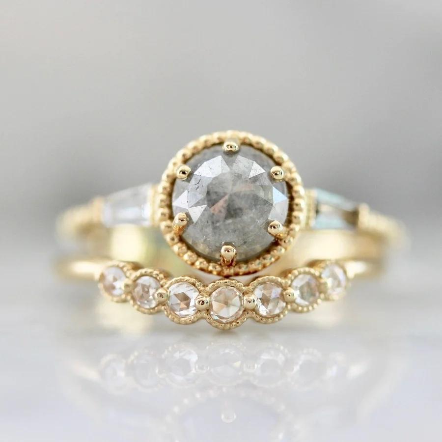 Oasis White Round Rose Cut Diamond Band