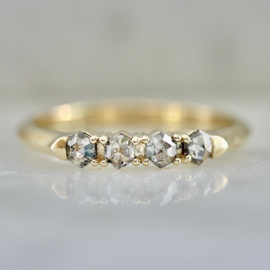 Obscura Salt and Pepper Hexagon Rose Cut Diamond Band