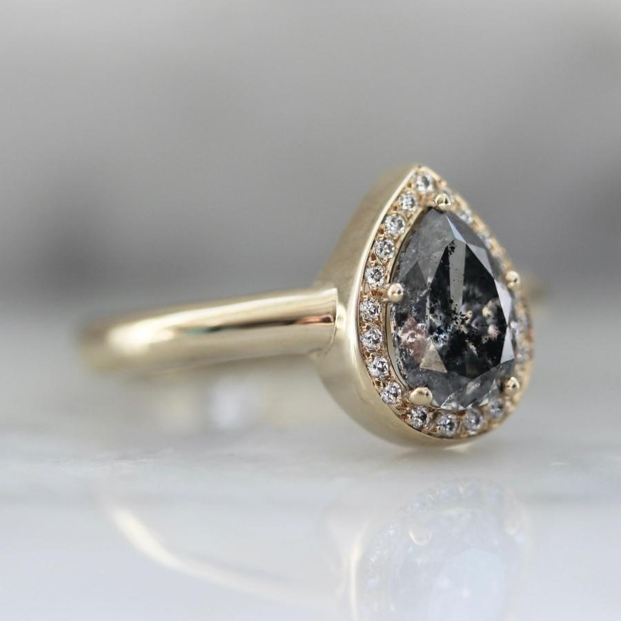 Off Limits Salt and Pepper Pear Cut Diamond Ring