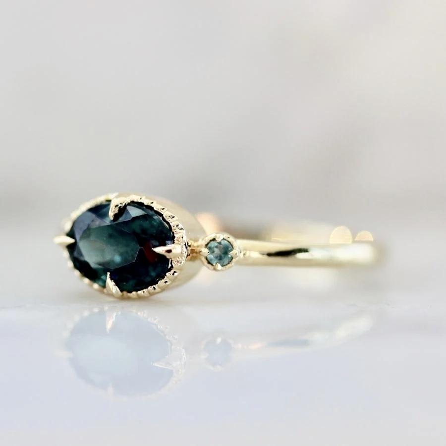 Olympia Green-Blue Oval Cut Tourmaline Ring