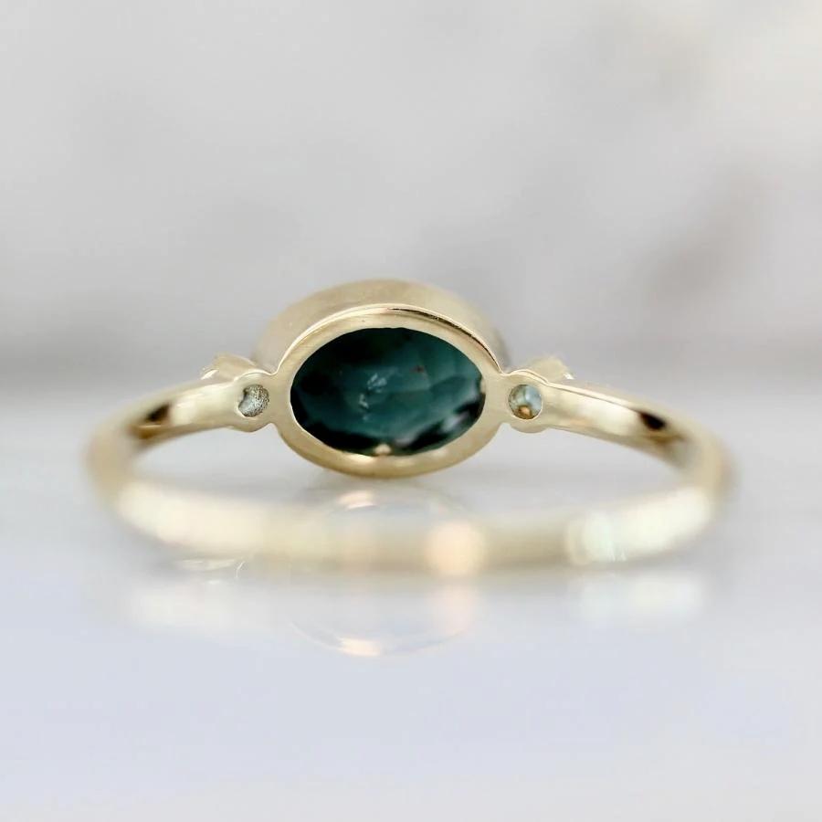 Olympia Green-Blue Oval Cut Tourmaline Ring