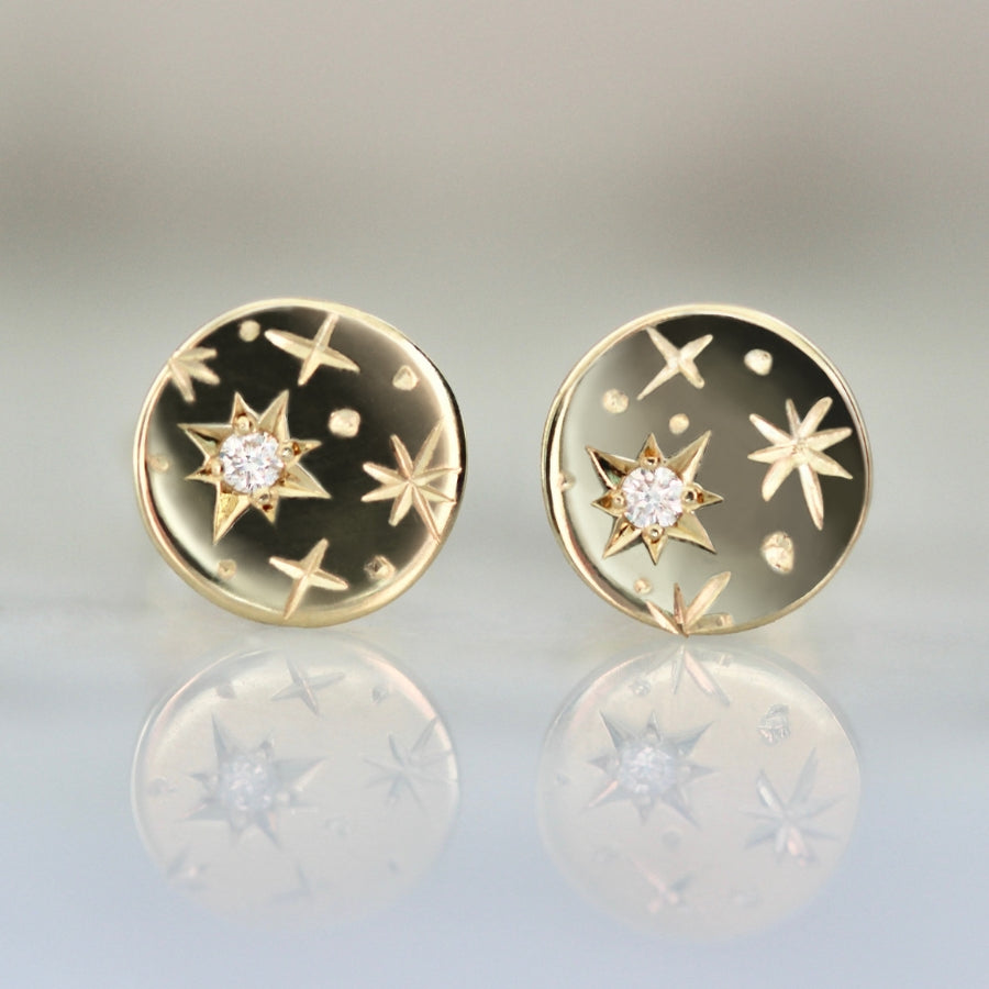 Orion Engraved Diamond Earrings