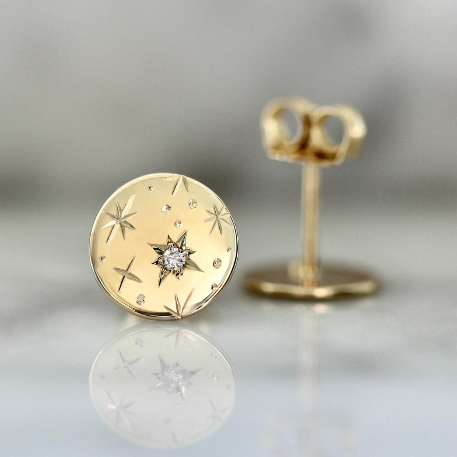 Orion Engraved Diamond Earrings