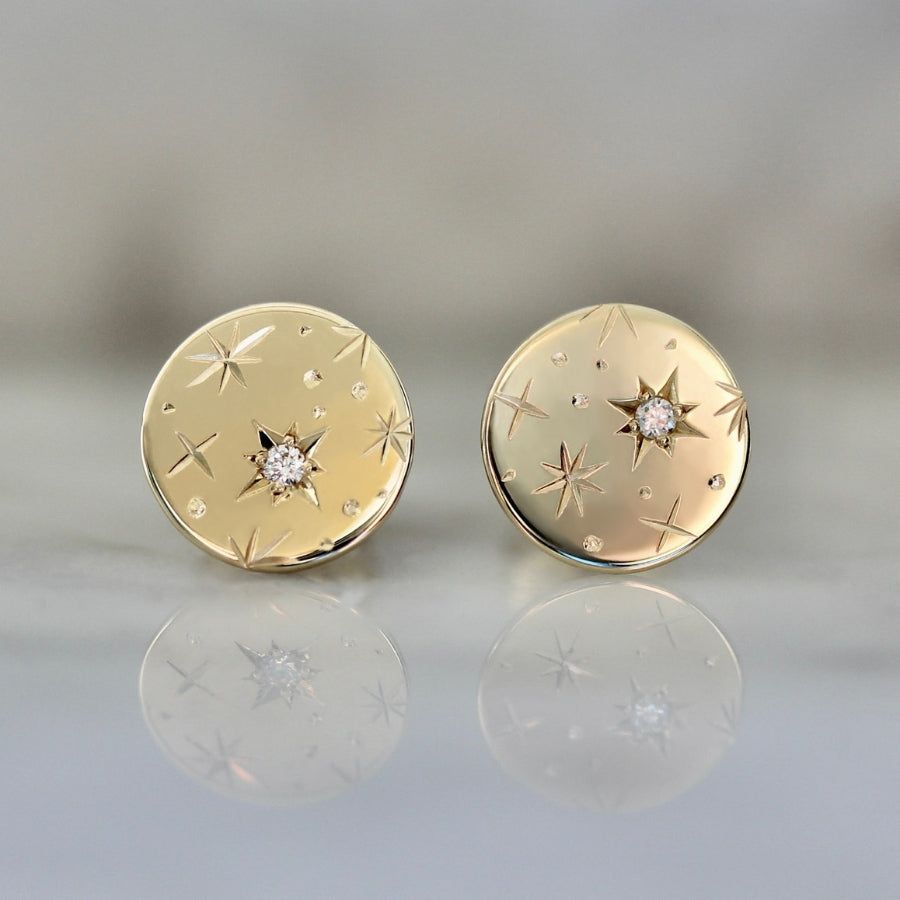 Orion Engraved Diamond Earrings