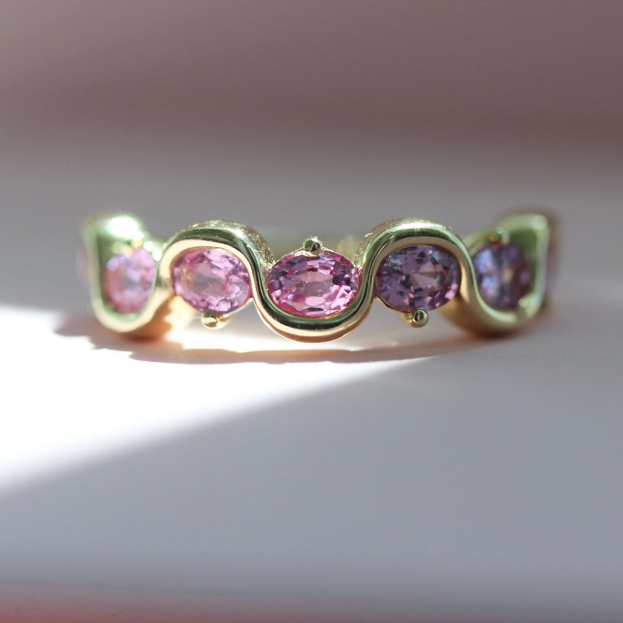 Soft Serve Pink Oval Cut Sapphire Band