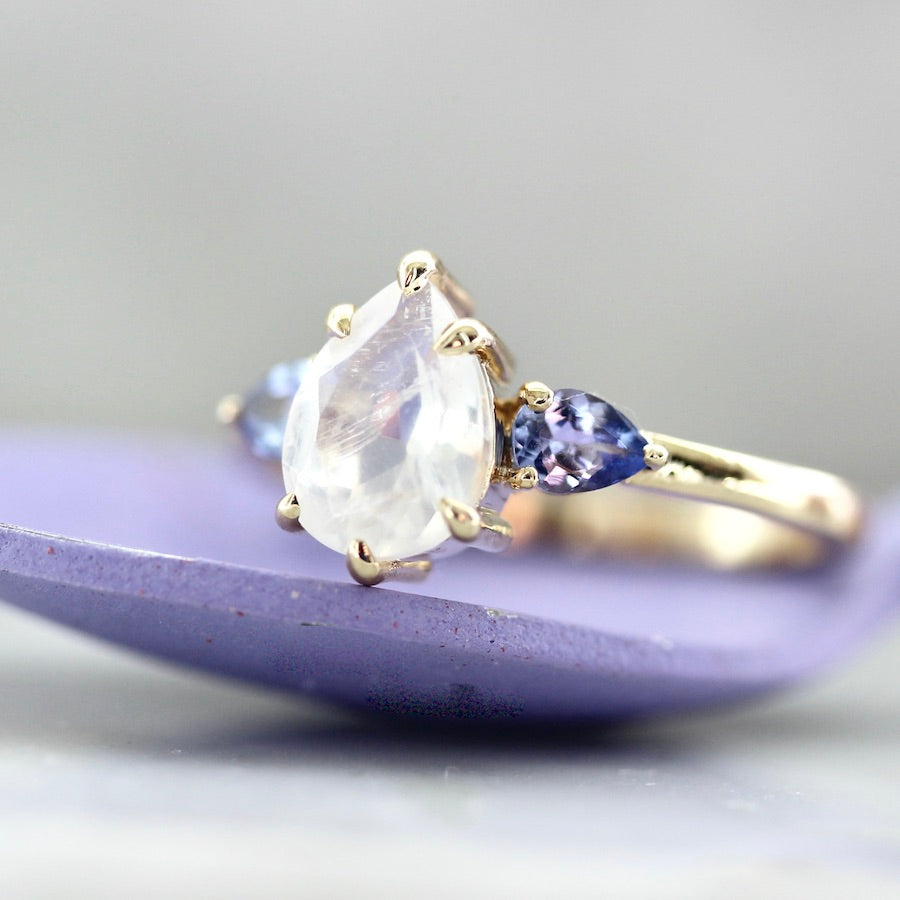 
            Snowdrop Pear Cut Moonstone Ring