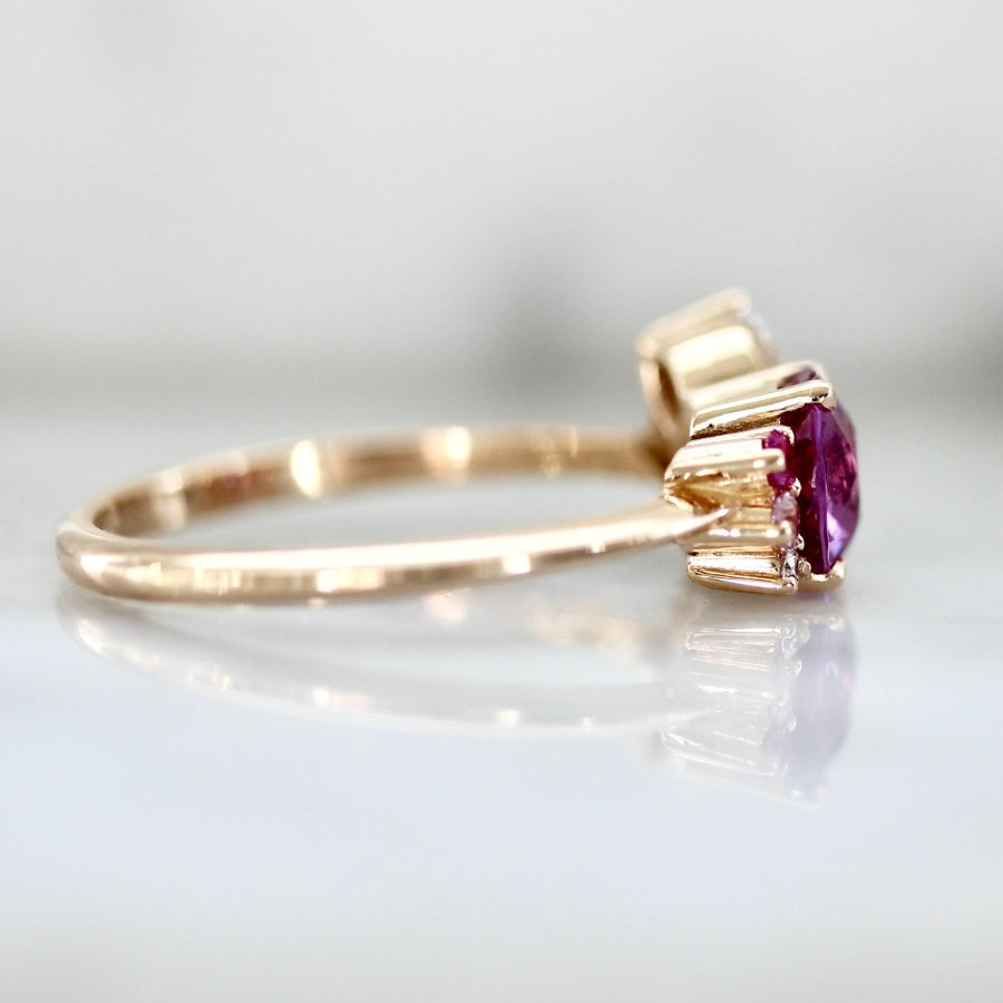 Pink Moon Round Brilliant Cut Sapphire Cluster Ring