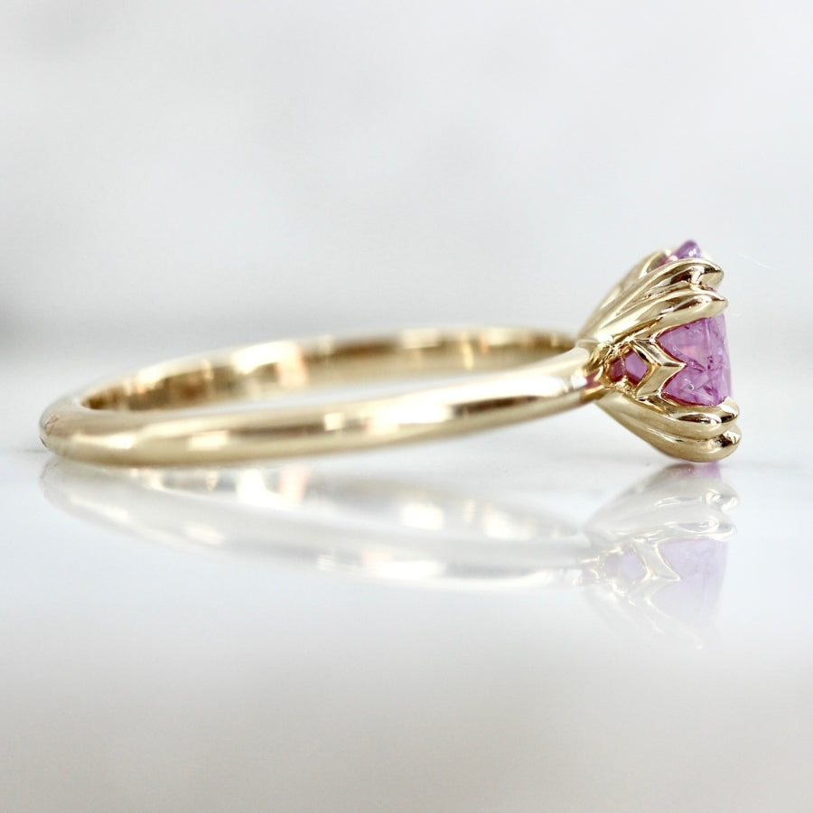 Pink Smoke Oval Cut Opalescent Sapphire Ring