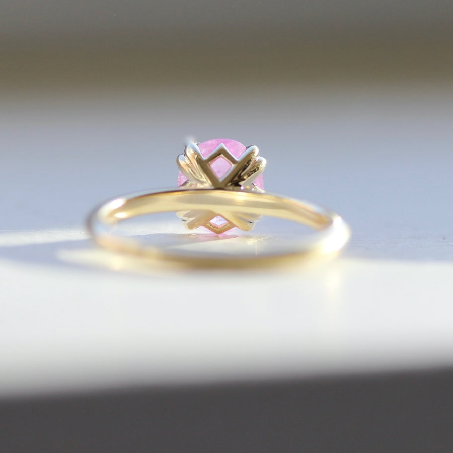 Pink Smoke Oval Cut Opalescent Sapphire Ring