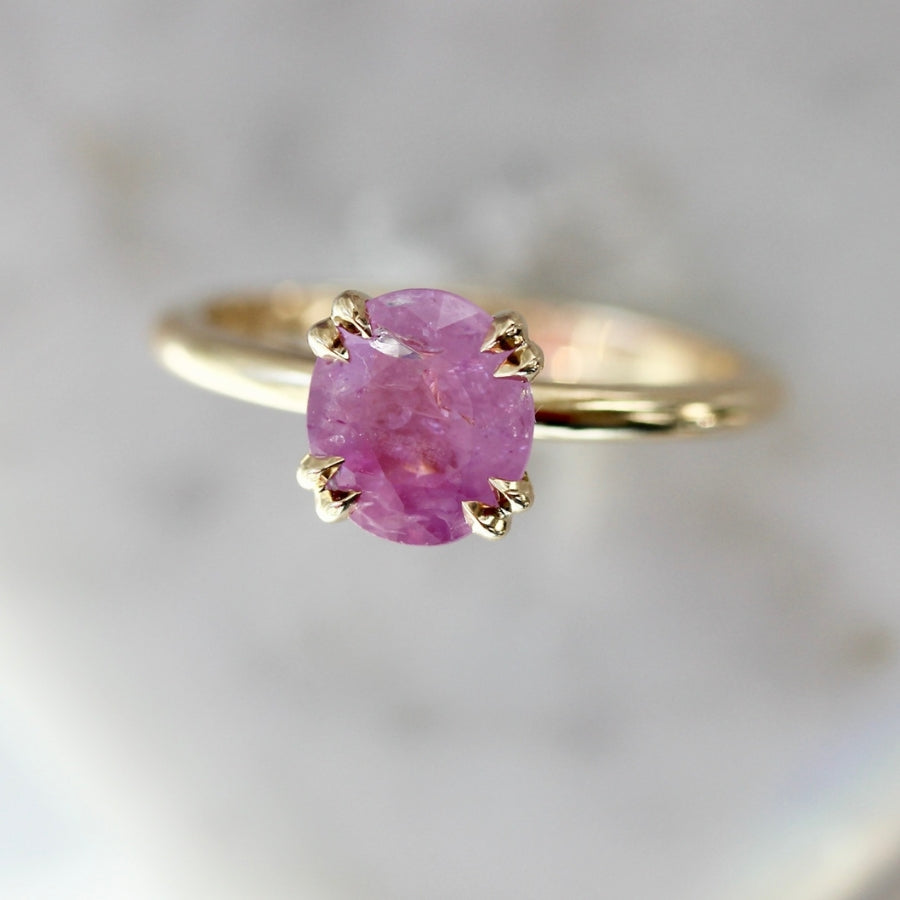 Pink Smoke Oval Cut Opalescent Sapphire Ring