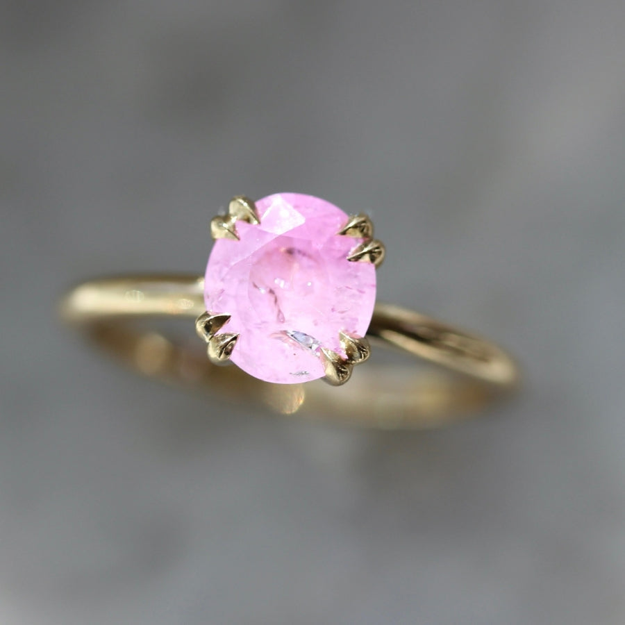 Pink Smoke Oval Cut Opalescent Sapphire Ring