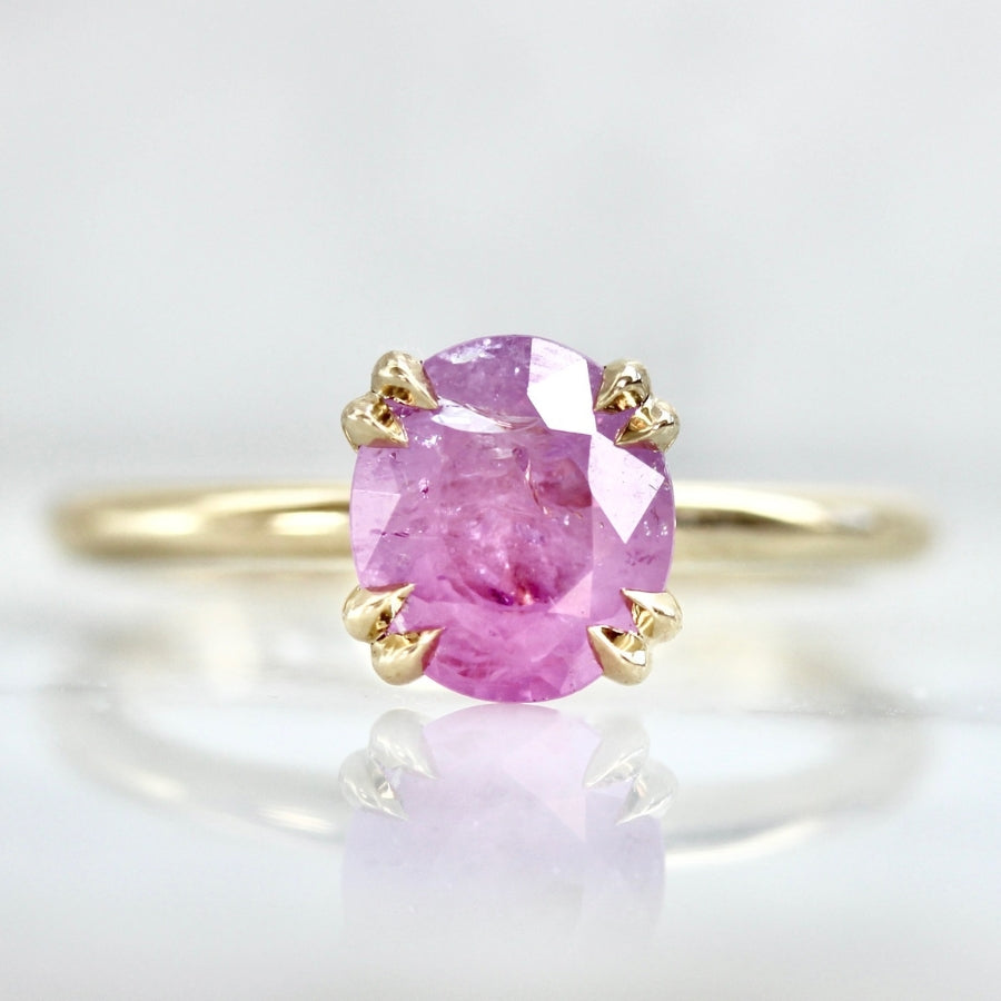 Pink Smoke Oval Cut Opalescent Sapphire Ring