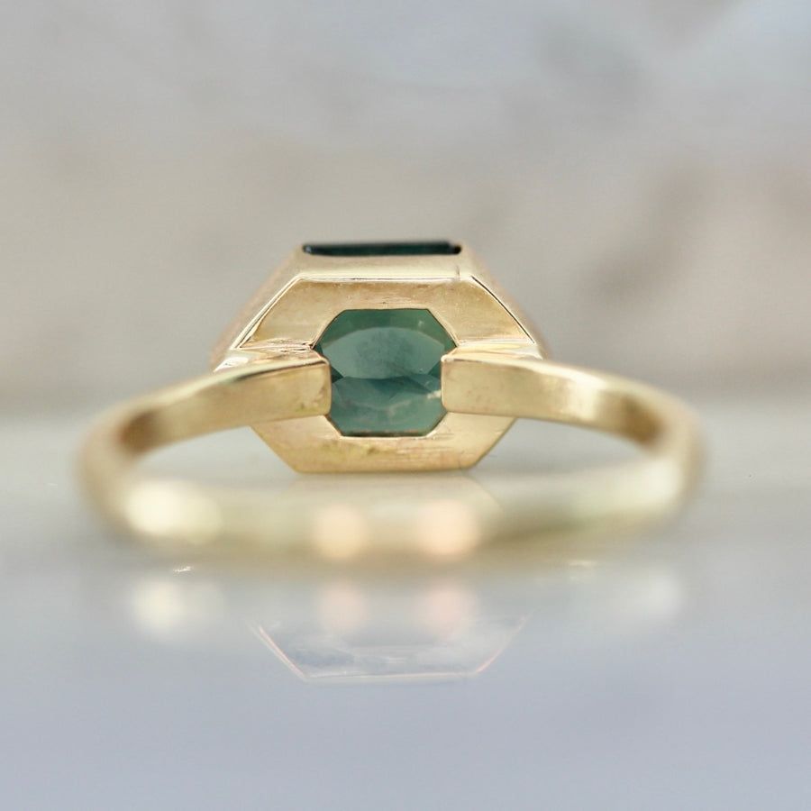 Pirate Booty Teal Hexagon Cut Sapphire Ring